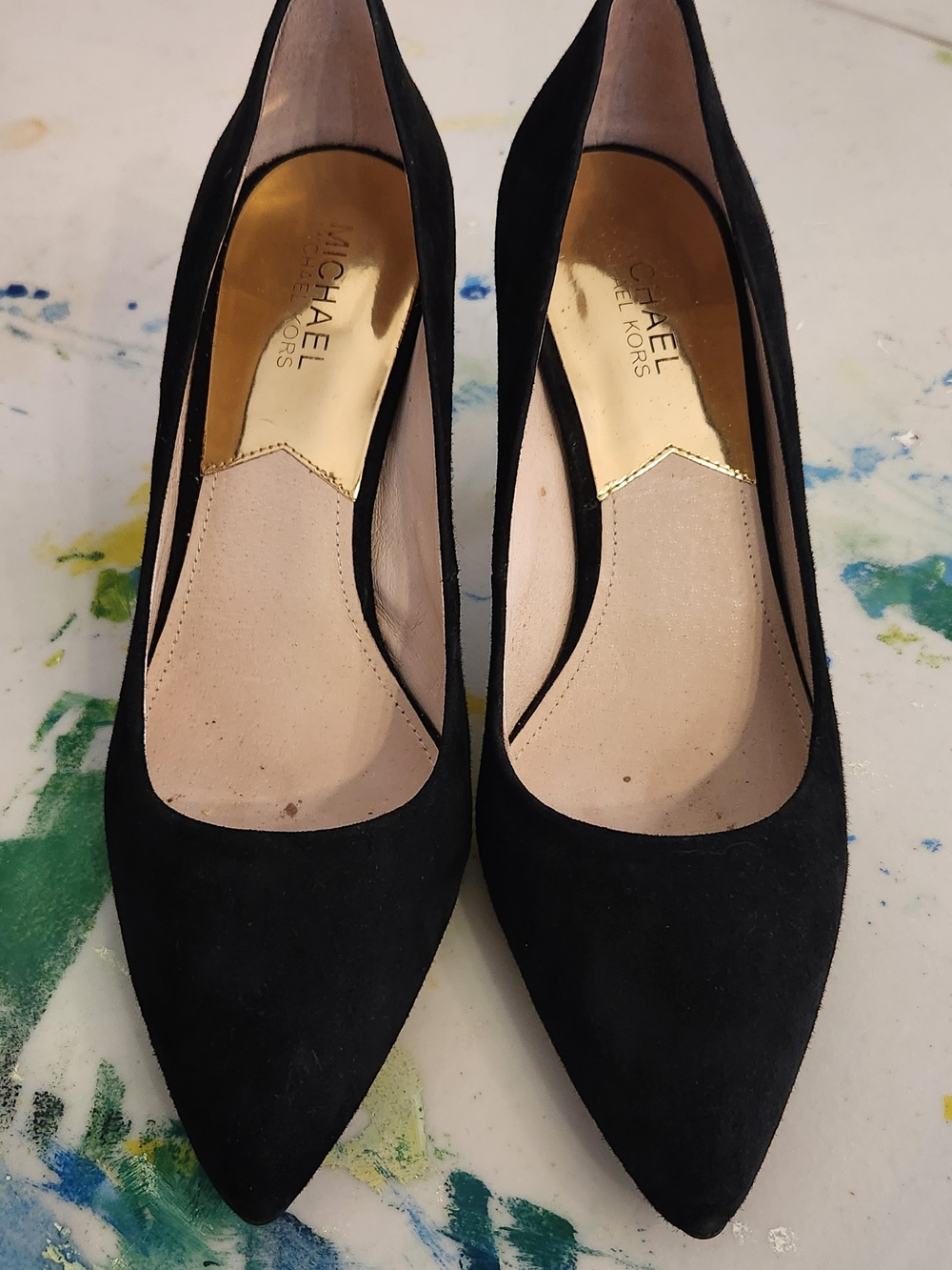 Michael Michael Kors Black Suede Pointed-Toe Pumps | Classic Kitten Heel//Size 9